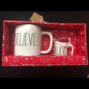 RAE Dunn Believe Mug and Ornament Set
